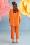 Shop_Parul And Preyanka_Orange Silk Organza, Crepe Applique, Fabric Chloe Embroidered Shirt Pant Set _at_Aza_Fashions