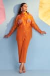Buy_Parul And Preyanka_Orange Silk Organza, Crepe Applique, Fabric Chloe Embroidered Shirt Pant Set _at_Aza_Fashions