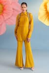 Buy_Parul And Preyanka_Mustard , Organza, Satin, Organza, Noa Shirt And Embroidered Bolero Set _Online_at_Aza_Fashions