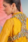 Shop_Parul And Preyanka_Mustard , Organza, Satin, Organza, Noa Shirt And Embroidered Bolero Set _Online_at_Aza_Fashions