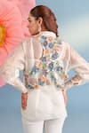 Shop_Parul And Preyanka_Ivory Silk Organza, Satin Fabric Flowers Olivia Shirt And Embroidered Bolero Set _at_Aza_Fashions