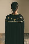 Buy_Shimona_Black Silk, Chiffon Embroidery, Zari, Metallic Thread Round Yoke Kaftan Gown _Online_at_Aza_Fashions