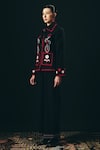 Buy_Shimona_Black Embroidery, Beads Collared Noire Jacket _Online_at_Aza_Fashions