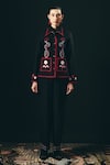 Shop_Shimona_Black Embroidery, Beads Collared Noire Jacket _Online_at_Aza_Fashions