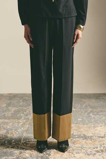 Buy_Shimona_Black Applique, Metallic Thread Boat Neck Noire Rose Top And Pant Set _Online_at_Aza_Fashions