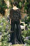 Shop_Shreeka_Black Organza, Georgette Embroidery, Sequins, Beads, Cut Hand Cape Pant Set _at_Aza_Fashions