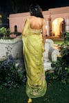 Shreeka_Lime Organza, Dupion Sequins, Beads, Floral Embroidered Saree With Blouse _Online_at_Aza_Fashions