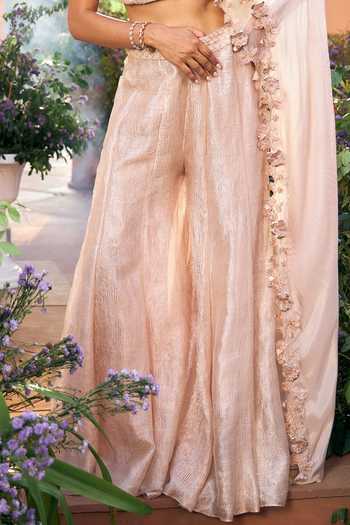 Buy_Shreeka_Pink Silk, Organza, Tissue Sequins, Beads, Embroidered Cape And Sharara Set _Online_at_Aza_Fashions
