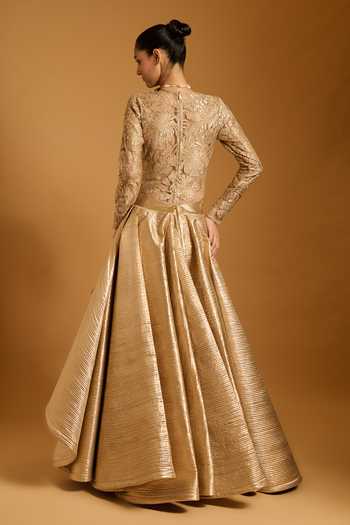 Shop_Siddartha Tytler_Gold Trifecta Quilted Skirt _at_Aza_Fashions