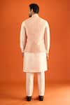Arihant Rai Sinha_Peach Jacquard Woven Nehru Jacket _Online_at_Aza_Fashions