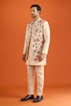 Shop_Arihant Rai Sinha_Cream Embroidery Kurta Set With Floral Pattern Bundi 