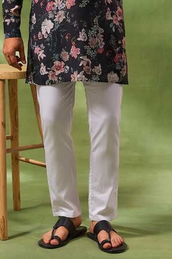 Spring Break_Black Silk, Cotton Digital Print Kurta Set _Online_at_Aza_Fashions