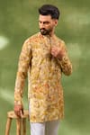 Buy_Spring Break_Yellow Silk, Cotton Embroidery Botanical Print Kurta Set _Online_at_Aza_Fashions