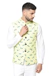Buy_Spring Break_Yellow Silk Sunglass Print Nehru Jacket _at_Aza_Fashions