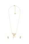 Shop_Isharya_Gold Plated Stones Bowcore Necklace Set _at_Aza_Fashions