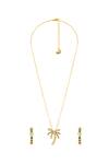 Shop_Isharya_Green Stones Palm Groove Necklace Set _at_Aza_Fashions