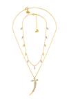 Shop_Isharya_Gold Plated Stones Moves Like Dagger Necklace - 2 Pcs _at_Aza_Fashions