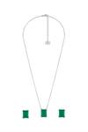 Shop_Isharya_Green Imitation Gemstones Reverie Emerald Necklace Set _at_Aza_Fashions