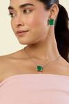 Buy_Isharya_Green Imitation Gemstones Reverie Emerald Necklace Set _at_Aza_Fashions