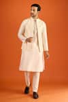 Buy_Arihant Rai Sinha_Cream Silk Embroidery, Zari Full Sleeve Kurta And Waistcoat Set _at_Aza_Fashions