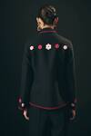 Shop_Shimona_Black Embroidery, Beads Collared Noire Jacket _at_Aza_Fashions