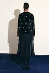 Shop_Shimona_Black Silk, Velvet Embroidery Round Neck Bow Jacket _at_Aza_Fashions