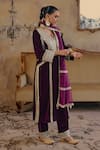 Buy_Ajiesh Oberoi_Wine Velvet, Organza Mirrors, Gota Patti, Roohani Embroidered Kurta Pant Set _Online_at_Aza_Fashions