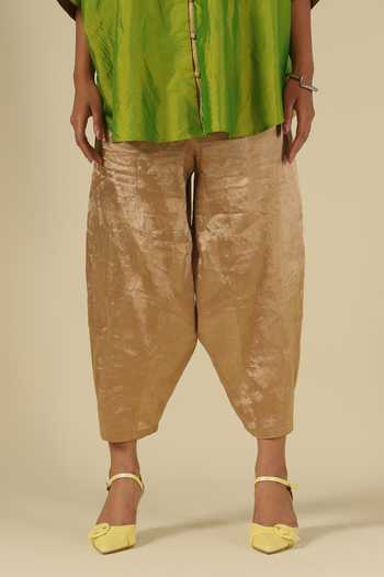 Shop_Latha Puttanna_Green Silk Embroidery Scoop Neck Thread Karnataka Top _Online_at_Aza_Fashions