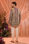 Shop_Kasbah_Purple Silk, Crepe Sequins, Zari Floral Pattern Kurta _at_Aza_Fashions