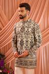 Buy_Kasbah_Ivory Tissue Embroidery, Sequins, Zari Floral Chikankari Kurta _at_Aza_Fashions