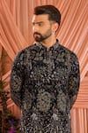 Buy_Kasbah_Black Georgette Embroidery, Sequins, Zari Kurta _Online_at_Aza_Fashions
