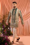 Kasbah_Green Silk, Crepe Embroidery, Sequins Kurta _Online_at_Aza_Fashions