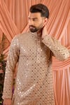 Buy_Kasbah_Pink Georgette Sequins, Zari, Mirrors Embroidered Kurta _Online_at_Aza_Fashions