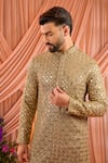 Buy_Kasbah_Gold Georgette Sequins, Zari, Mirrors Work Kurta _Online_at_Aza_Fashions