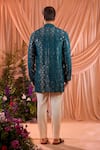 Shop_Kasbah_Blue Silk Sequins, Mirrors Butti Embroidered Kurta _at_Aza_Fashions