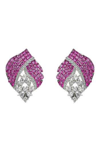Buy_Prihan Luxury Jewelry_Silver Plated Stones, Crystals Petal Carved Necklace Set _Online_at_Aza_Fashions