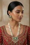Buy_Prihan Luxury Jewelry_Green Pearls, Stones Embellished Necklace Set _at_Aza_Fashions