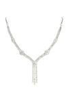 Prihan Luxury Jewelry_Silver Plated Crystals, Tassels Embellished Necklace Set _Online_at_Aza_Fashions
