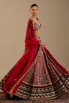 Cedar & Pine_Red Velvet, Tulle, Organza Sequins, Beads, Zari Verona Embroidered Lehenga Set _at_Aza_Fashions