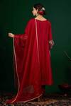 Shop_Omana By Ranjana Bothra_Red Silk, Shantoon, Organza Embroidery, Zari, Mirrors Round Seerat Anarkali Set _at_Aza_Fashions