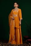 Buy_Omana By Ranjana Bothra_Orange Silk, Linen, Tissue, Shantoon, Organza Misbah Kurta Sharara Set _at_Aza_Fashions