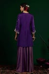 Shop_Omana By Ranjana Bothra_Purple Silk, Linen, Tissue, Organza Embroidery, Zari, Mirrors Misbah Kurta Set _at_Aza_Fashions
