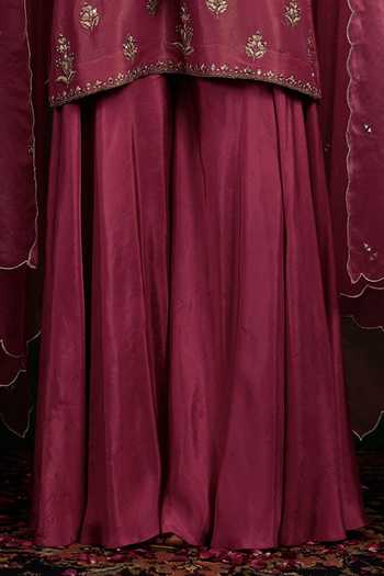 Shop_Omana By Ranjana Bothra_Purple Crepe, Tissue, Organza, Silk, Shantoon Ruhani Kurta Sharara Set _Online_at_Aza_Fashions