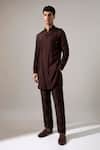 Buy_Son Of A Noble Snob_Brown Silk Jim Raw Kurta Set _at_Aza_Fashions
