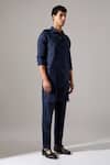 Buy_Son Of A Noble Snob_Blue Linen Caleb Kurta Set _Online_at_Aza_Fashions