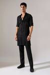 Buy_Son Of A Noble Snob_Black Linen Aaron Kurta Set _at_Aza_Fashions