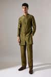 Buy_Son Of A Noble Snob_Olive Green Chanderi Hayden Kurta Set _at_Aza_Fashions