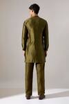 Shop_Son Of A Noble Snob_Olive Green Chanderi Hayden Kurta Set _at_Aza_Fashions