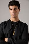 Son Of A Noble Snob_Black Linen Austin Kurta Set _Online_at_Aza_Fashions