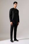 Son Of A Noble Snob_Black Linen Austin Kurta Set _at_Aza_Fashions